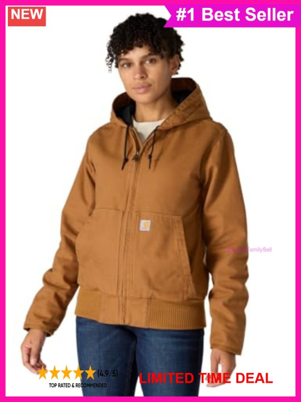 Washed Duck Active Jac Quilted Insulated Hooded Work Jacket